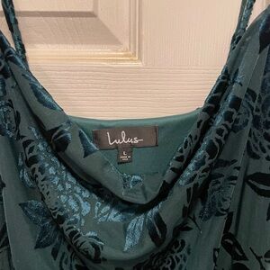 Lulu's green velvet Floral Dress